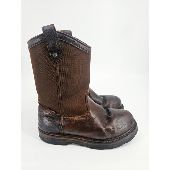 Schmidt Waterproof Steel Toe Leather Western Work Boots Men's 10 M 43 Brown - Picture 1 of 12
